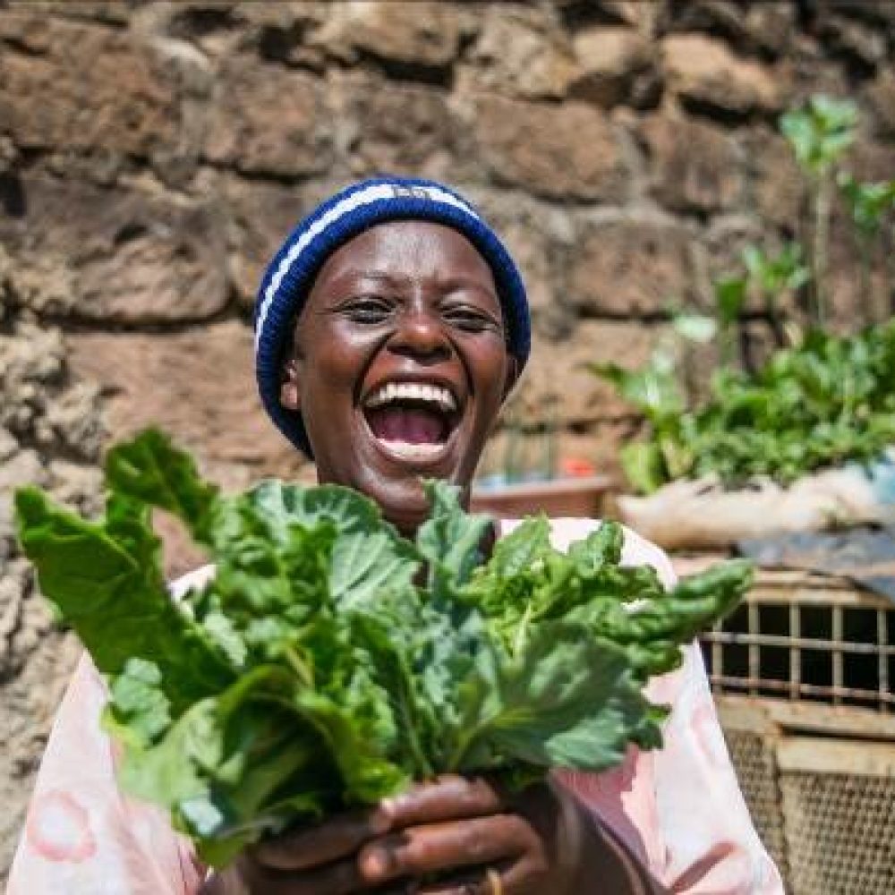 Excited Lady with Veg